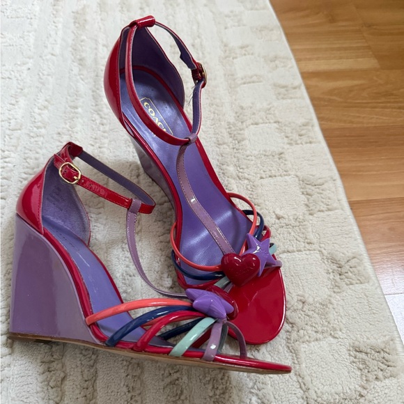 Coach Women's red and purple Wedge Sandals ❤️⭐️ - Picture 3 of 7